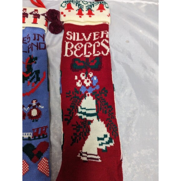 Yuletide Dept 56 Christmas Stockings Babes In Toyland/Silver Bells Lg Pair 24" - Picture 6 of 8